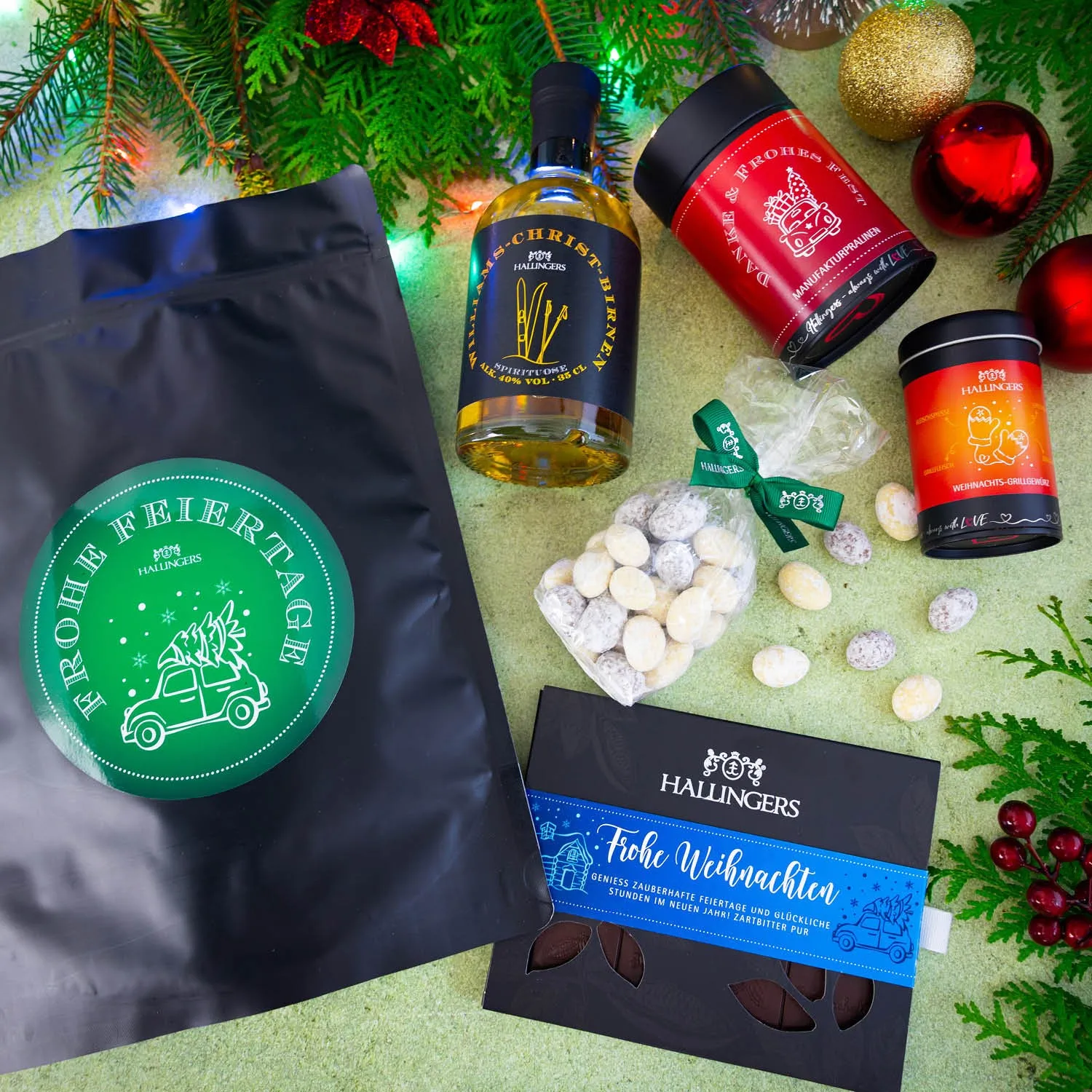 Frohe Feiertage XXL (großes Mitbringsel Schokolade, Pralinen, Mandeln, Gewürz & Williams-Christ) - Feinkost-Set, XXL-Wundertüte Gourmet