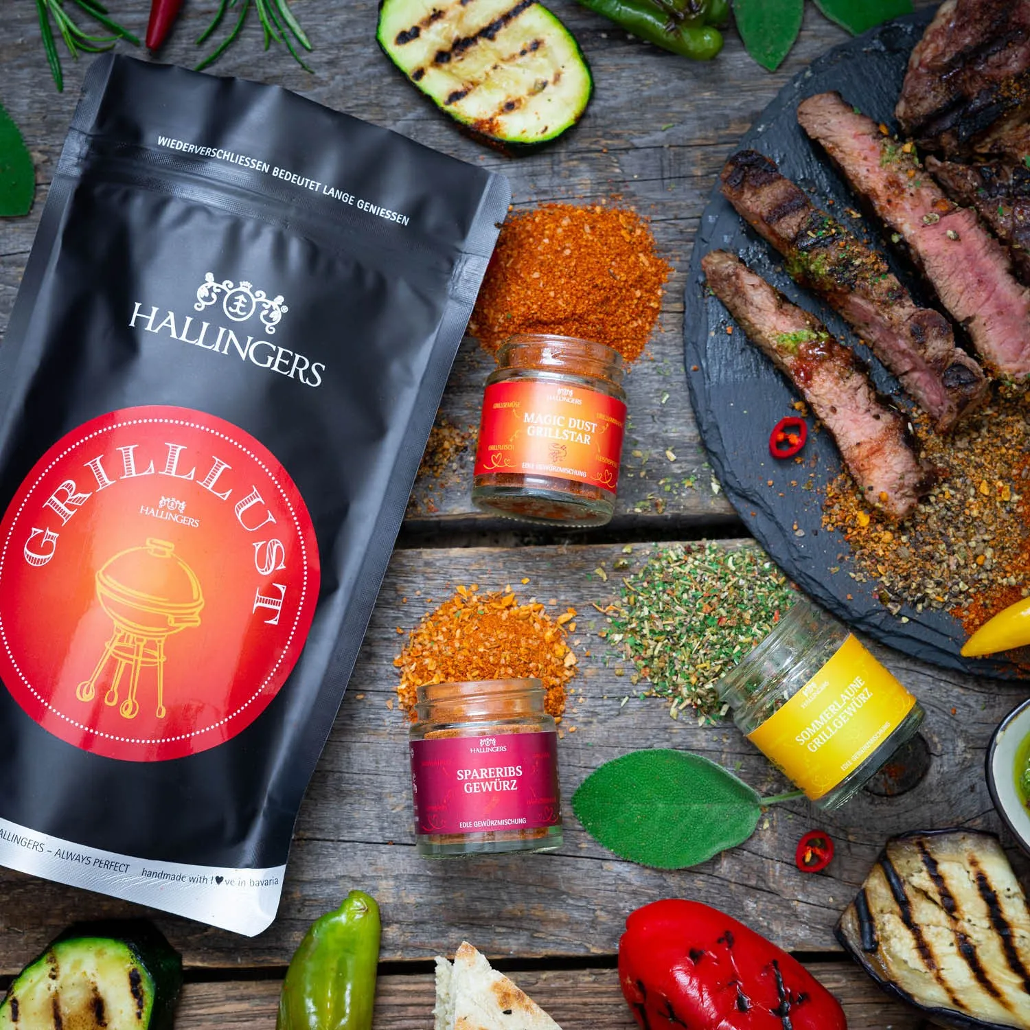Grilllust (kleines Grillparty Mitbringsel Magic Dust, Spareribs & Grillgewürz) - Feinkost-Set, Gourmet-Auswahl Wundertüte