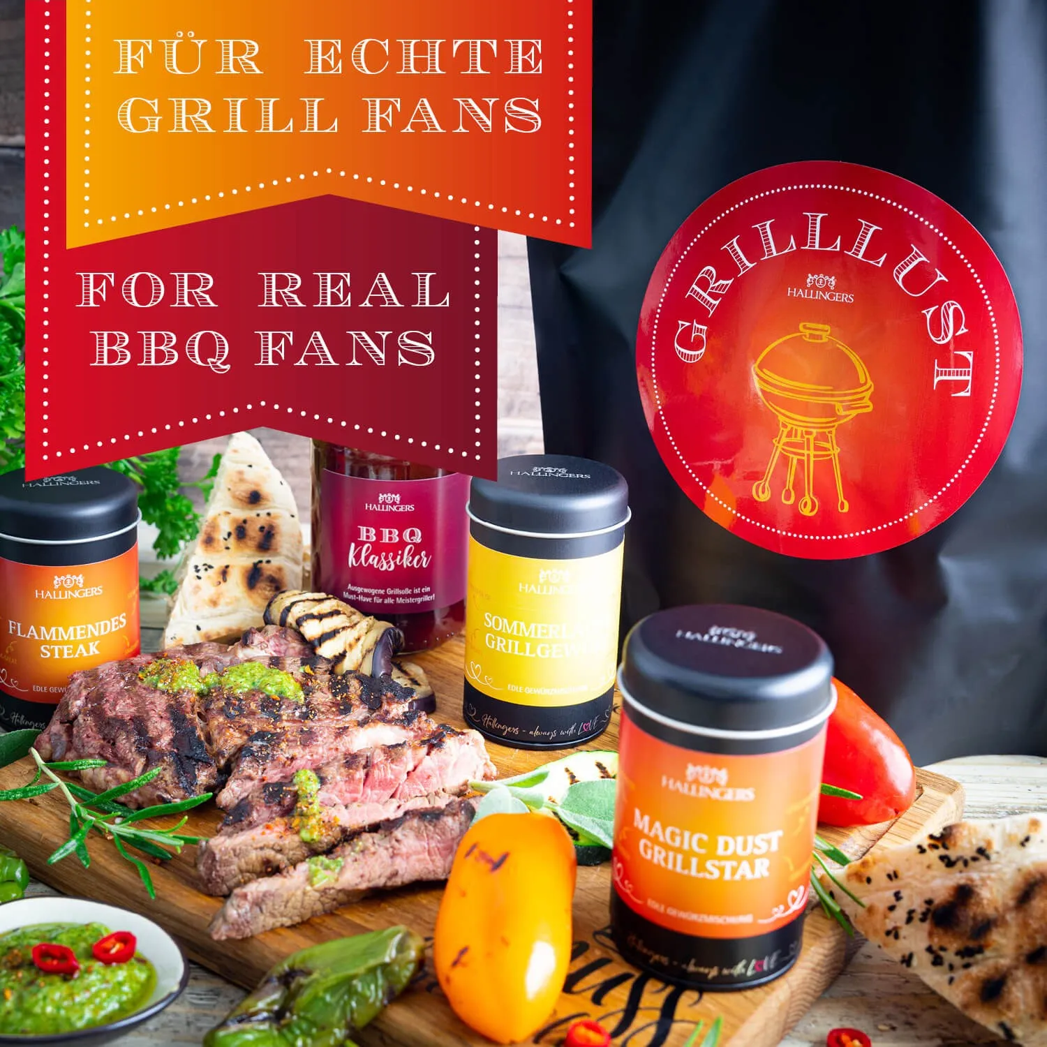 BESONDERS STATT GEWÖHNLICH - Edition \Grilllust\: Während andere auf Masse setzen, entsteht echter Feinkost-Genuss durch perfekt abgestimmte Spezialitäten (großes Grillparty-Mitbringsel Schokolade, Gewürze, Magic Dust & Grillsoße)