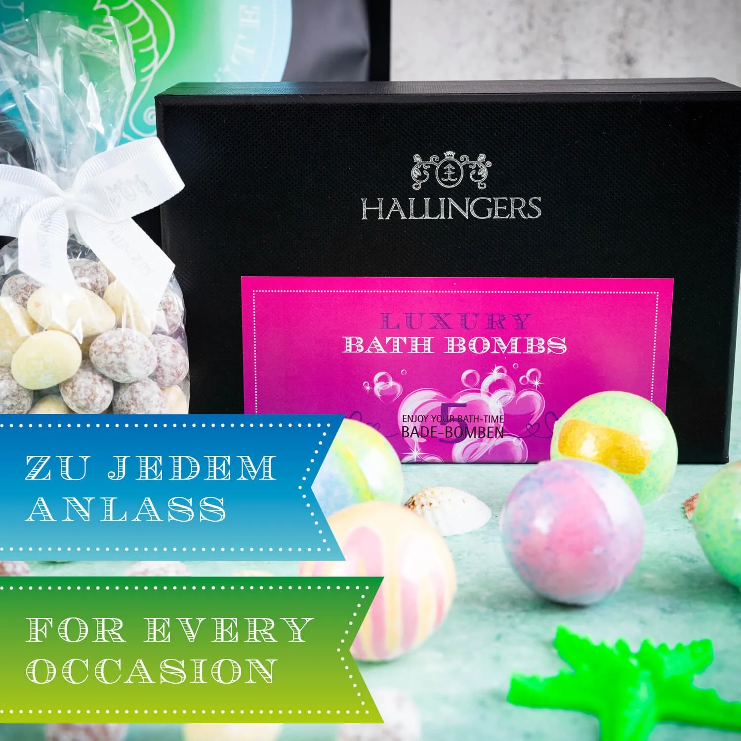 BESONDERS STATT GEWÖHNLICH - Edition \Bubble Tüte\: Vergiss Badesalz-Sets voller Beliebigkeit - unser Wellness-Genuss lebt von Qualität, Charakter & besonderen Duftwelten (großes Badeparty Mitbringsel Badebomben, Nougat-Mandeln & Schokolade)