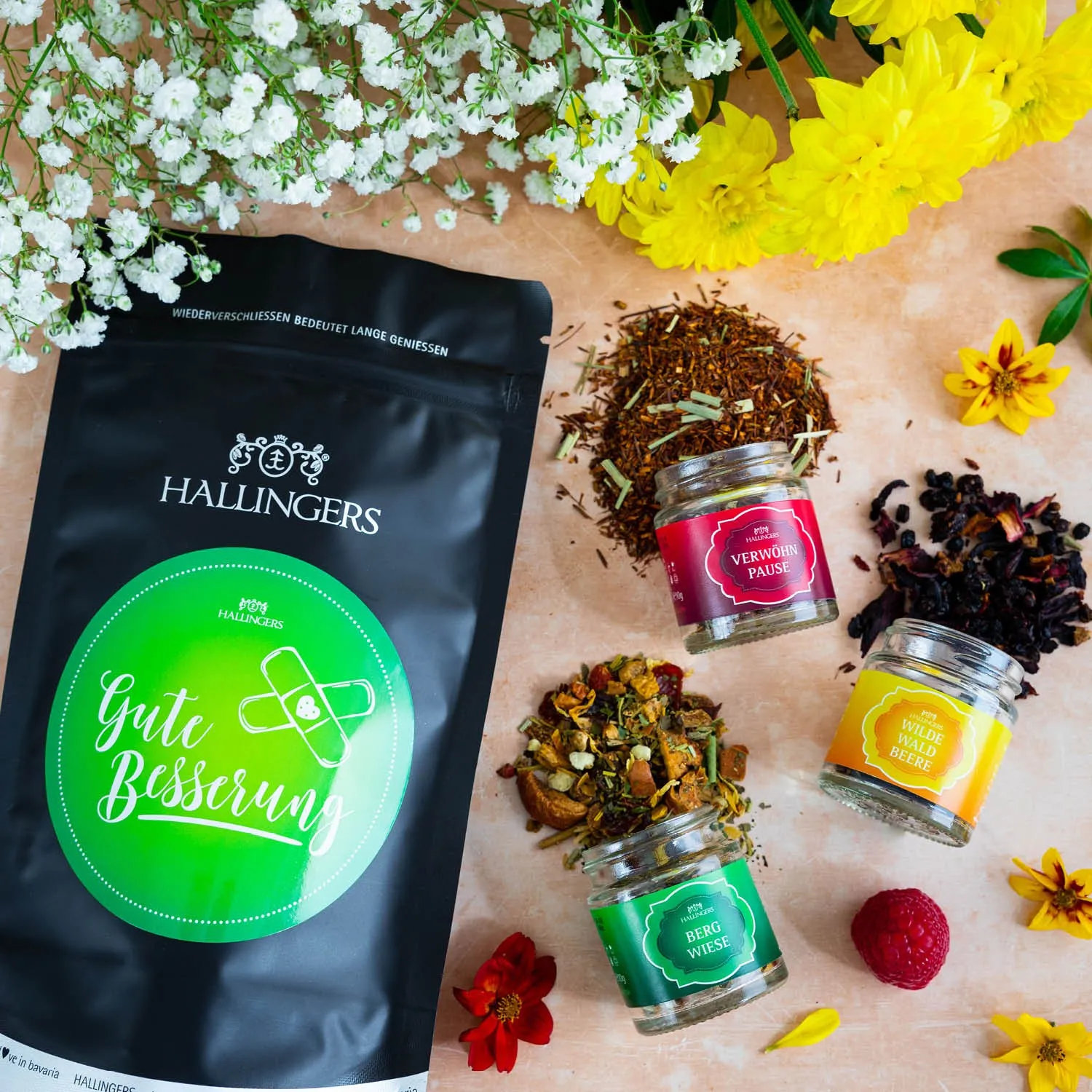 Gute Besserung (kleiner Genesungsgruß mit 3 Tees Kräutertee, Früchtetee & Roibuschtee) - Feinkost-Set, Gourmet-Auswahl Wundertüte