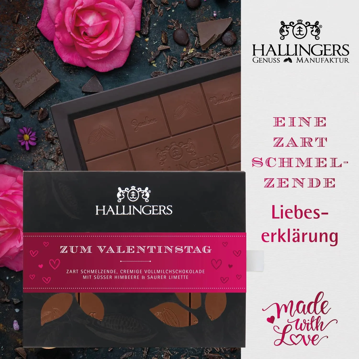Zum Valentinstag pink (großer Liebesgruß Likör, Pralinen, Nougat, Schoki, Duftkerze & mehr) - Feinkost-Set, XXL-Geschenkkorb Gourmet