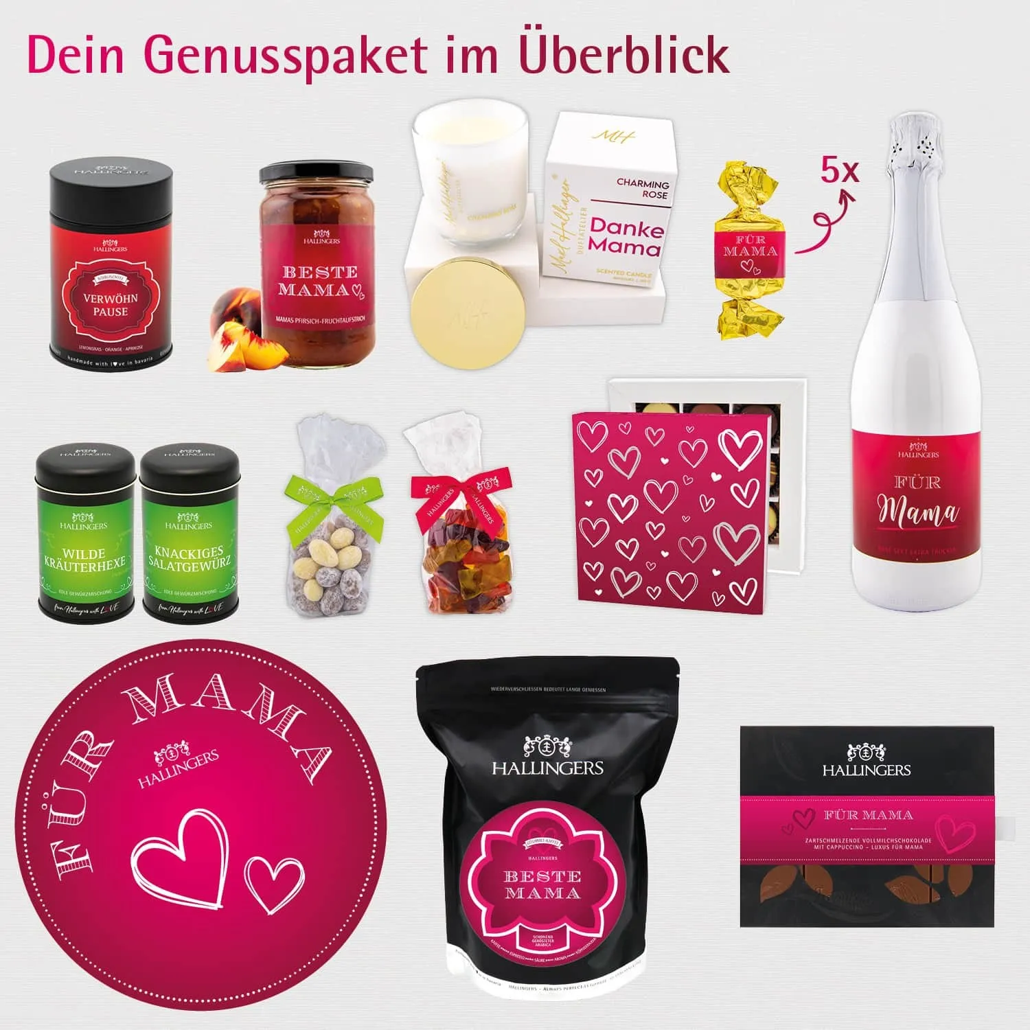 Für Mama (große Selektion Sekt, Duftkerze, Nougat, Kaffee, Konfitüre, Gewürz & mehr) - Feinkost-Set, XXL-Geschenkkorb Gourmet