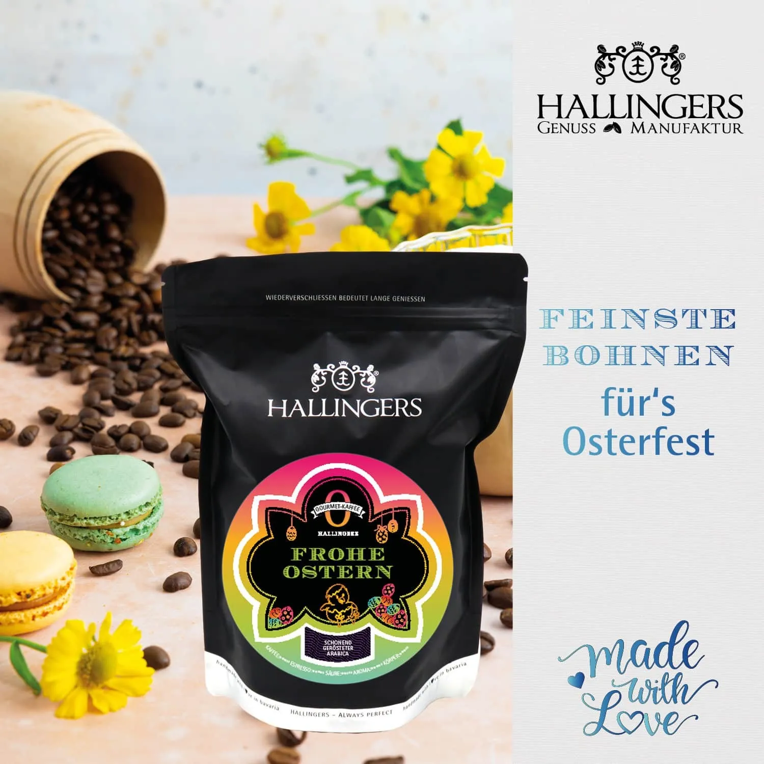 Gruß vom Osterhasen green (großer Ostergruß Ostereier, Müsli, Kaffee, Konfitüre, Olivenöl & mehr) - Feinkost-Set, XXL-Geschenkkorb Gourmet