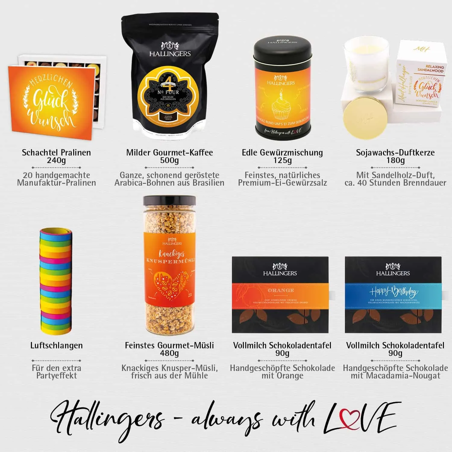 Happy birthday yellow (großer Geburtstagsgruß Schoki, Pralinen, Duftkerze, Müsli, Kaffee & mehr) - Feinkost-Set, XXL-Geschenkkorb Gourmet