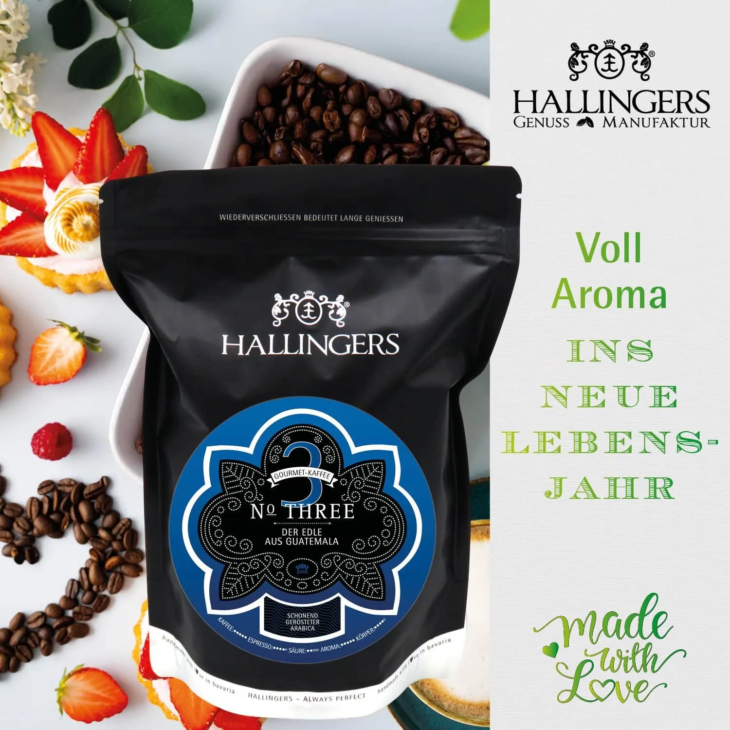 BESONDERS STATT GEWÖHNLICH - Edition \Happy birthday blue\: Während andere auf Masse setzen, entsteht echter Feinkost-Genuss durch perfekt abgestimmte Spezialitäten (großer Geburtstagsgruß Pralinen, Nougat, Kaffee, Gewürz, Likör & viel mehr)