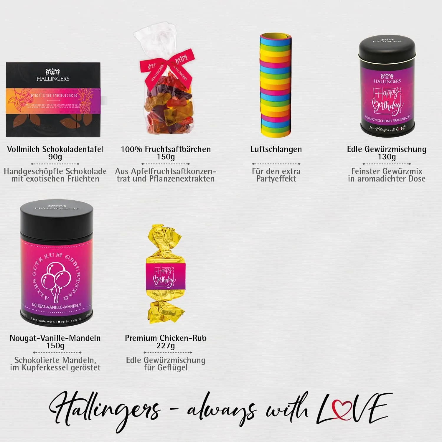 Happy birthday pink (großer Geburtstagsgruß Sekt, Pralinen, Nougat, Müsli Duftkerze & viel mehr) - Feinkost-Set, XXL-Geschenkkorb Gourmet