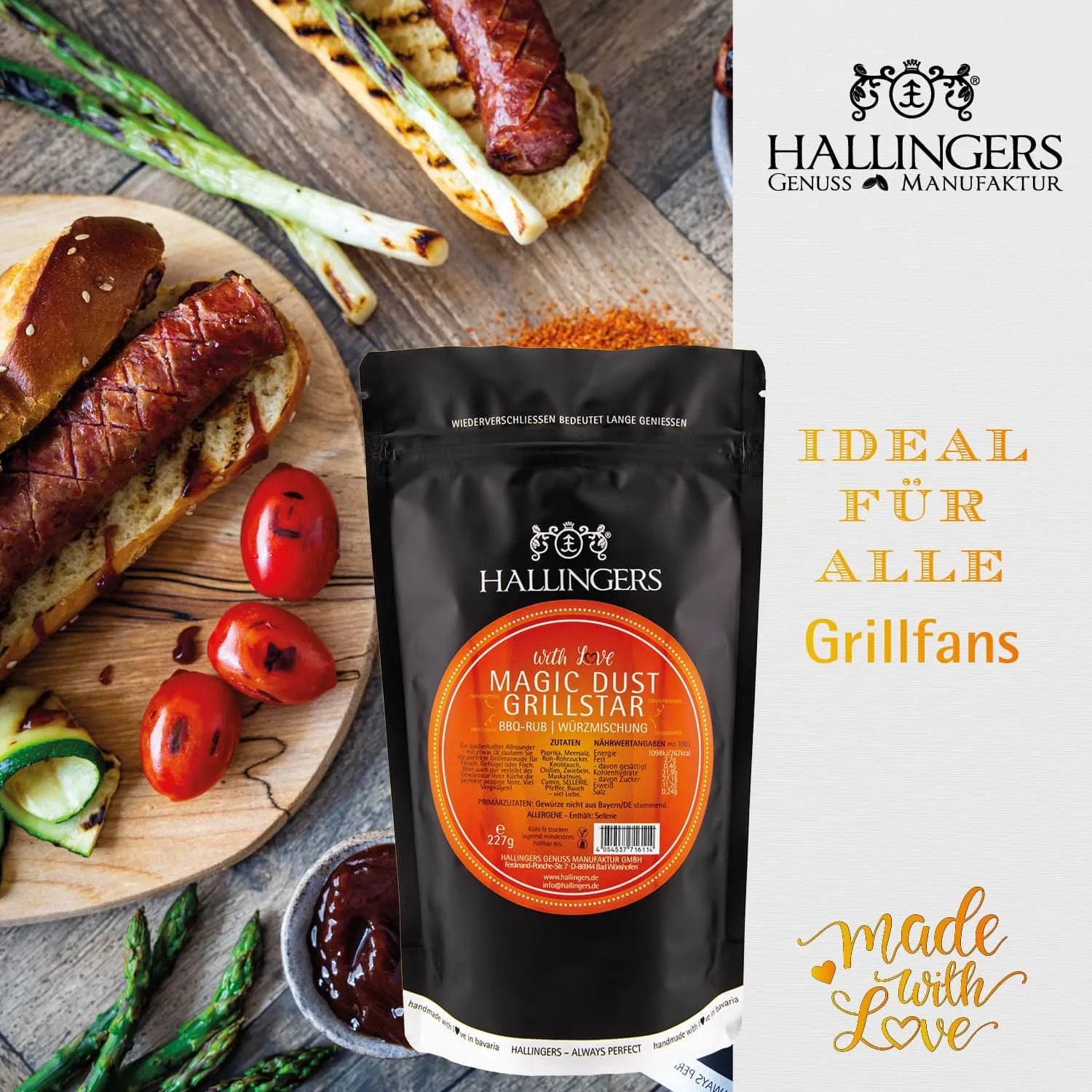 Meistergriller (großes Grillparty-Mitbringsel Gewürz, Olivenöl, Rub, Schoki, Eistee & mehr) - Feinkost-Set, XXL-Geschenkkorb Gourmet