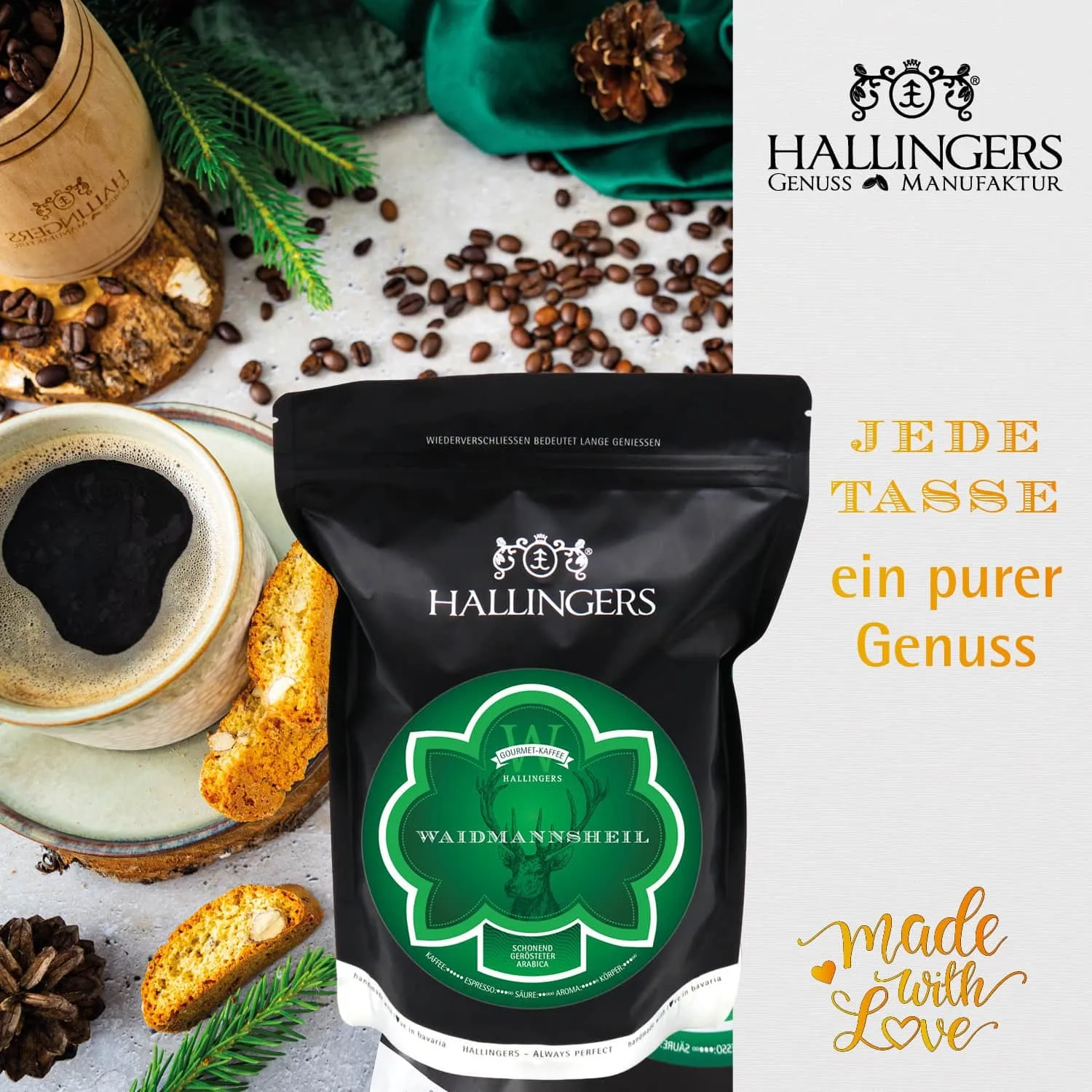 Waidmannsheil (großer Jägergruß Likör, Öl, Nougat, Schoki, Kaffee, Wildgewürze & mehr) - Feinkost-Set, XXL-Geschenkkorb Gourmet