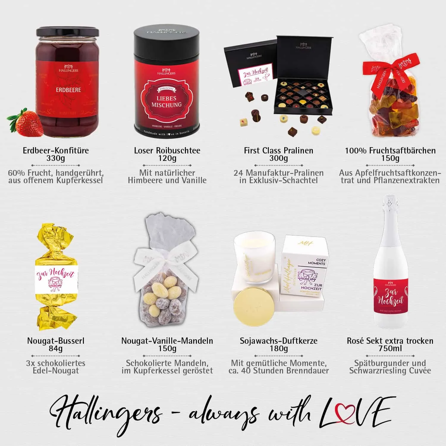 Zur Hochzeit (großer Hochzeitsgruß Sekt, Nougat, Konfitüre, Tee, Duftkerze, Schoki & mehr) - Feinkost-Set, XXL-Geschenkkorb Gourmet
