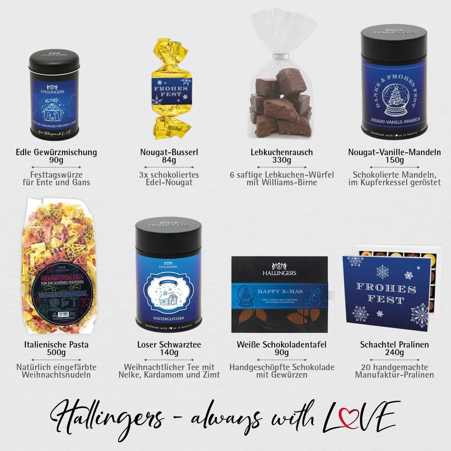 Fröhliche Weihnachten (große Selektion Pasta, Lebkuchen, Gewürz Nougat Badesalz Schoki & mehr) - Feinkost-Set, XXL-Geschenkkorb Gourmet