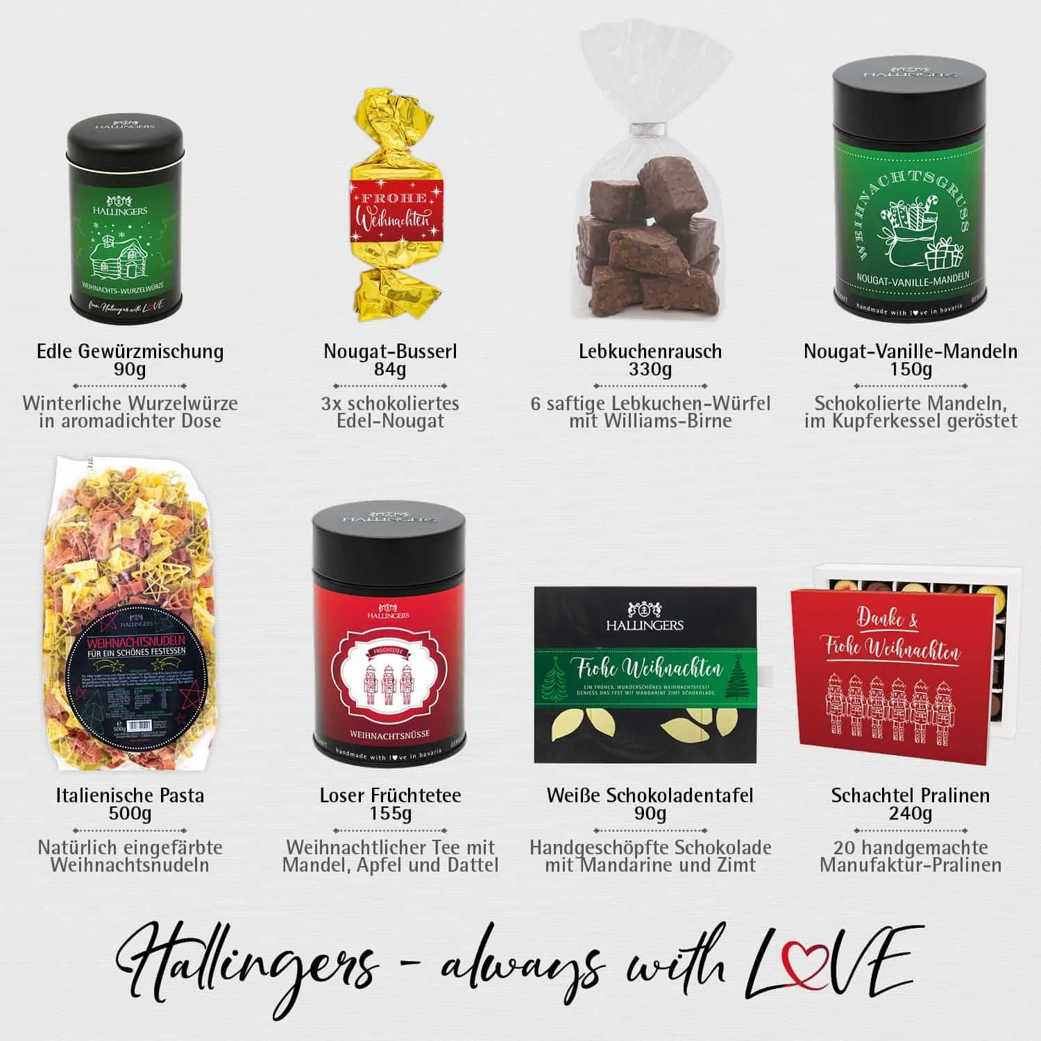 Frohe Weihnachten (große Selektion Pralinen, Pasta, Lebkuchen, Nougat, Duftkerze, Tee & mehr) - Feinkost-Set, XXL-Geschenkkorb Gourmet