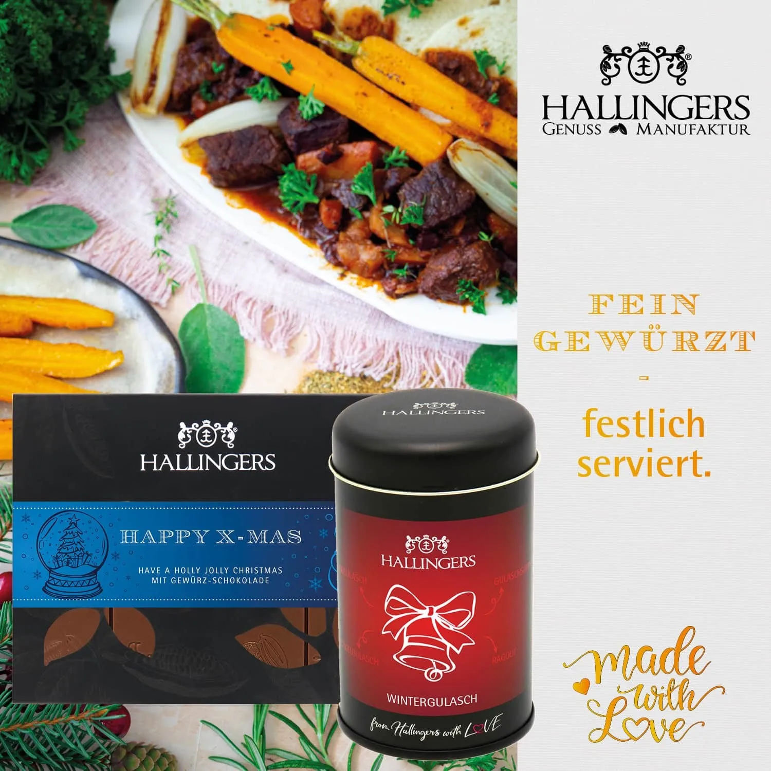 Merry Christmas (große Selektion Pralinen Lebkuchen Gewürz Nougat Badezusatz & mehr) - Feinkost-Set, XXL-Geschenkkorb Gourmet