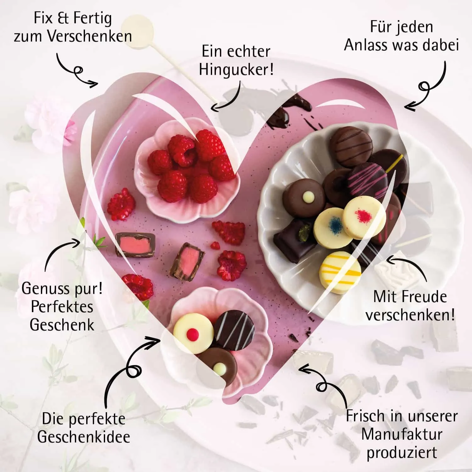 Muttertag Bag pink (großes Mitbringsel Schokoladen-Tafel, 9er-Pralinen & Verwöhnpause-Tee) - Feinkost-Set, Gourmet-Auswahl XL