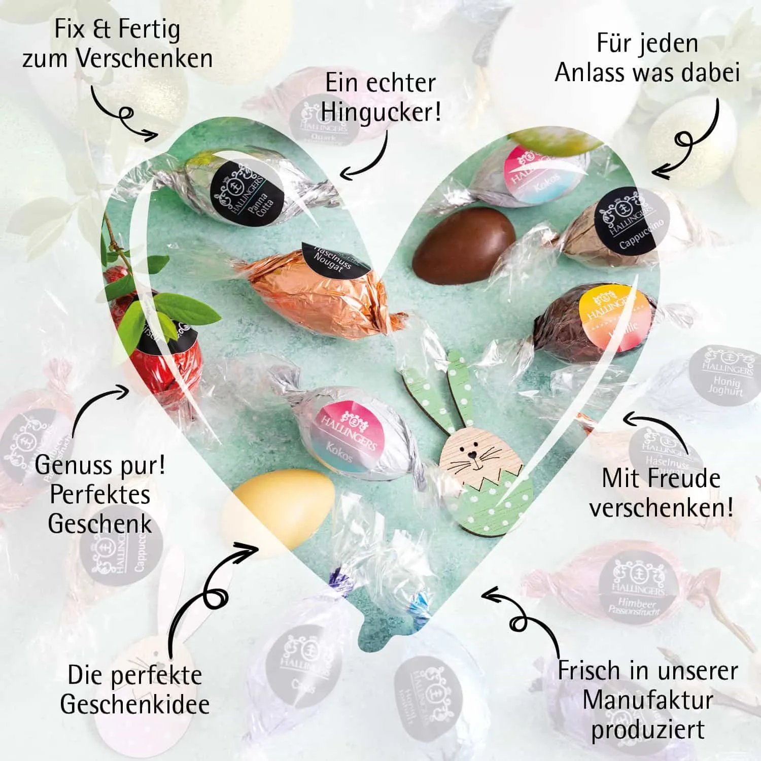 Easter Big Box green (großes Osternest Schokolade Kaffee Pralinen-Ostereier & Osterhase) - Feinkost-Set, XXL-Geschenkkorb Gourmet
