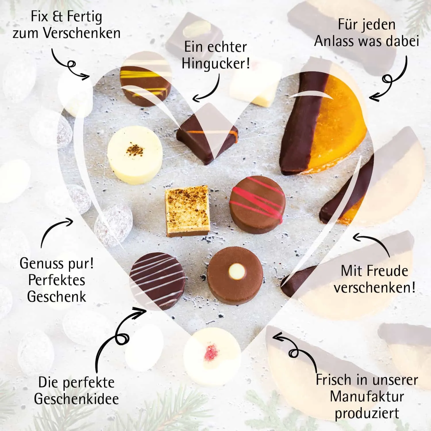 Weihnachts-Naschmix XXL (großes Mitbringsel Pralinen, Nougat-Mandeln & dragierte Orangenscheiben) - Feinkost-Set, Gourmet-Auswahl XXL