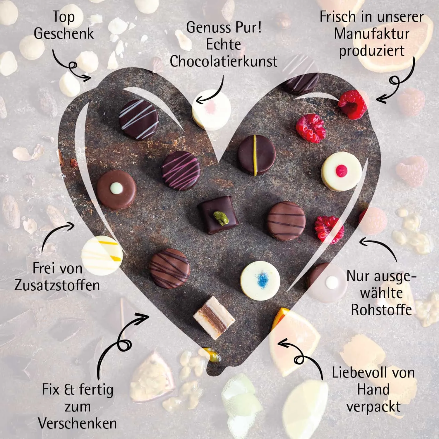 Herzlichen Glückwunsch - Pralinen, ohne Alkohol handmade