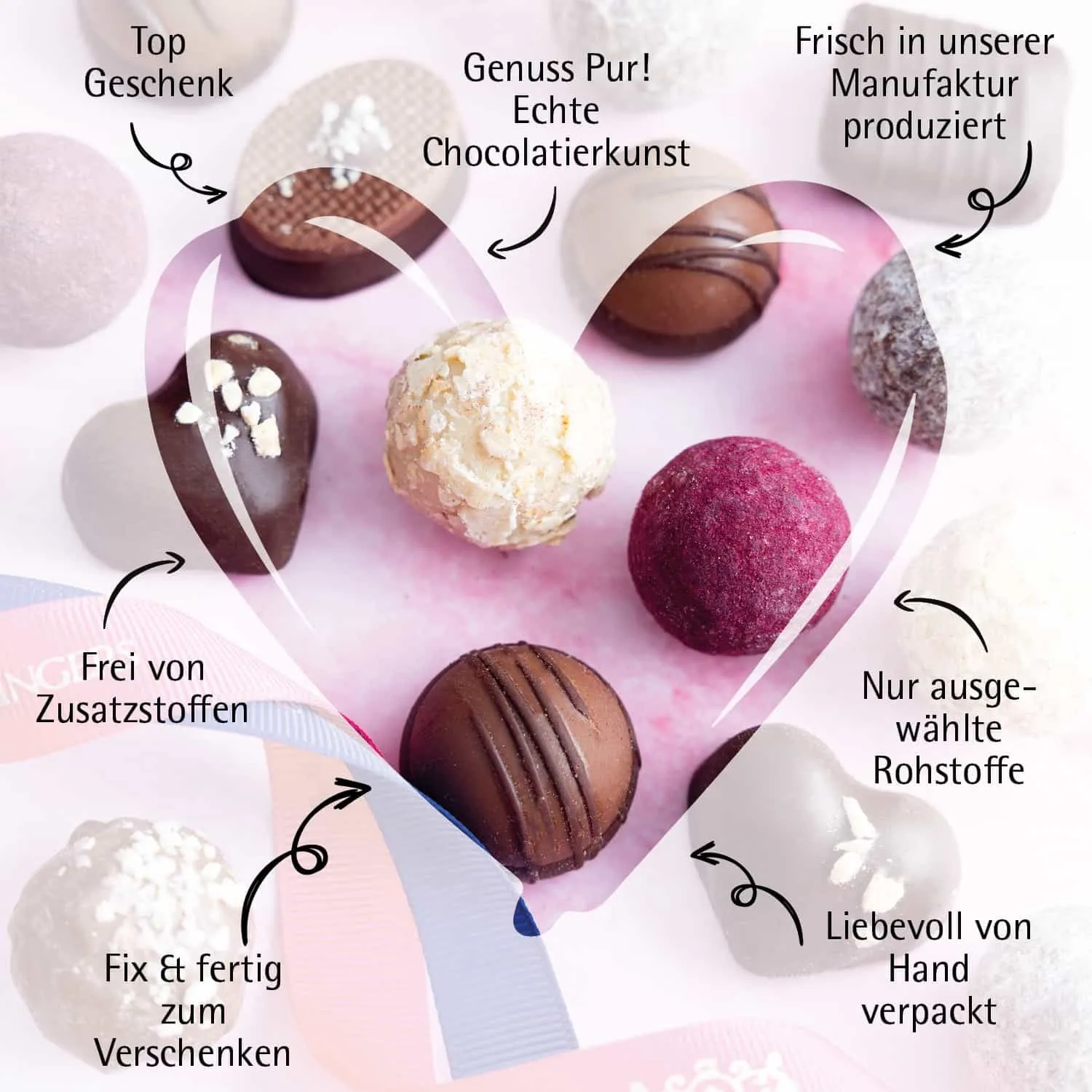 Dankeschön - Vegane Pralinen, mit & ohne Alkohol
