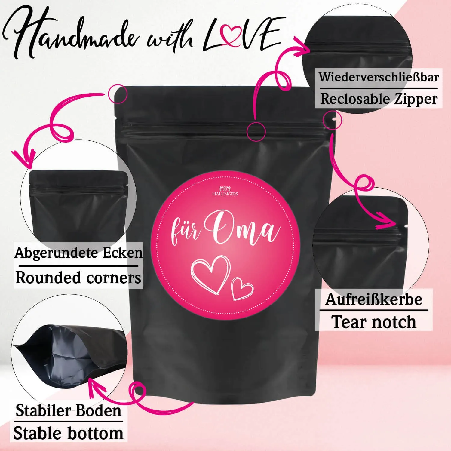 Für Oma (kleines Mitbringsel Nougat-Busserl, Waldhimbeerbalsam & Gewürz) - Feinkost-Set, Gourmet-Auswahl Wundertüte