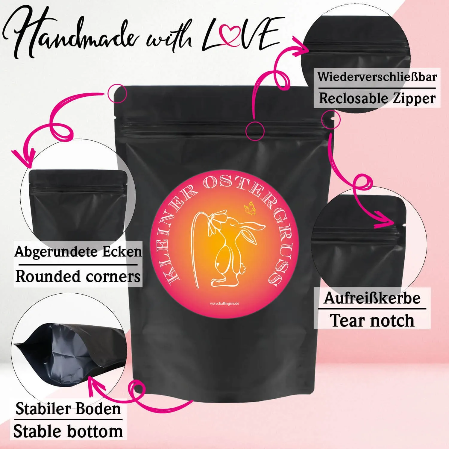 Kleiner Ostergruß pink (kleines Osternest Früchtetee, Roibuschtee & Kräutertee) - Feinkost-Set, Gourmet-Auswahl Wundertüte