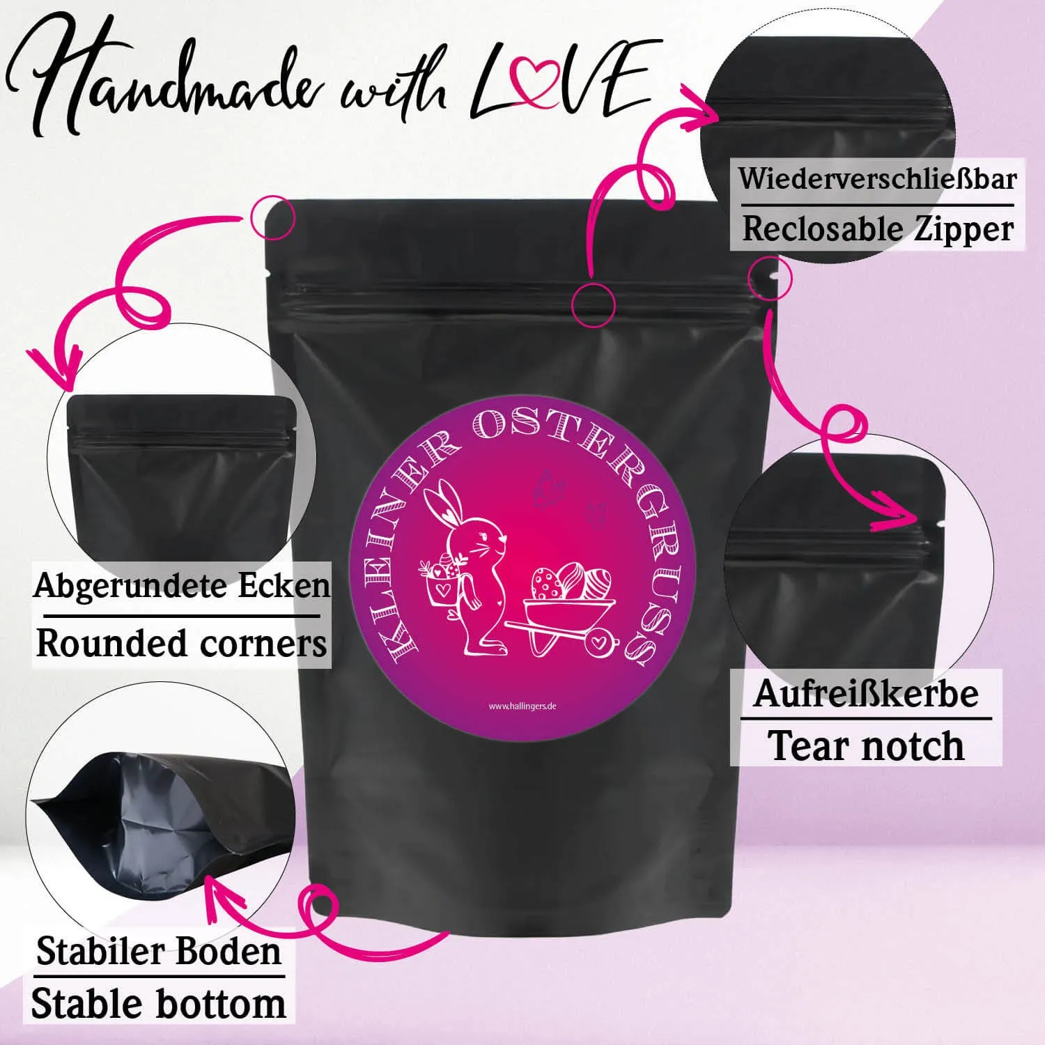 Kleiner Ostergruß purple (kleines Osternest Pralinen-Ostereier & Oster-Quark-Gewürz) - Feinkost-Set, Gourmet-Auswahl Wundertüte