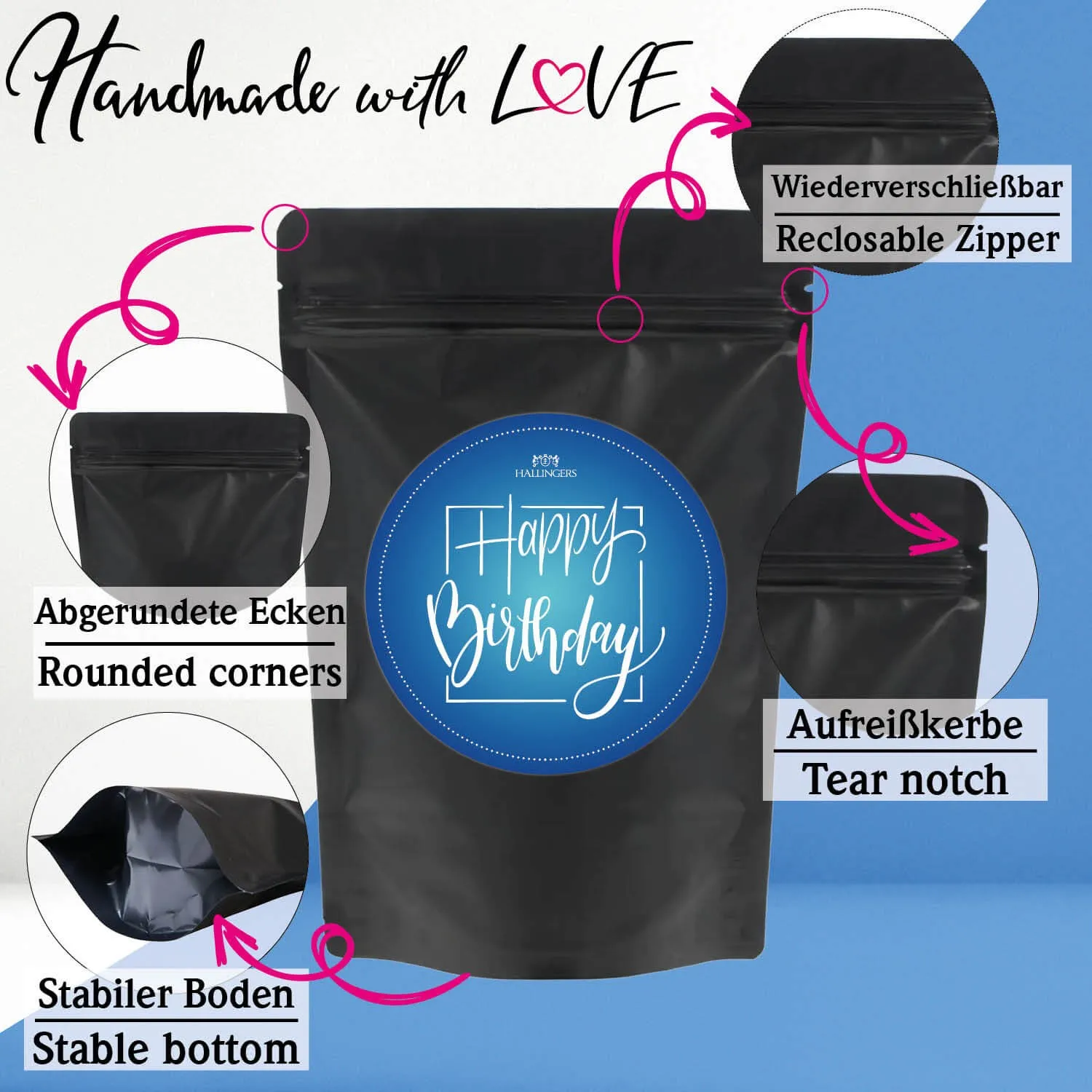 Happy Birthday blue (kleiner Geburtstagsgruß Steak-, Grill-Gewürz & Schwarzes Schaf) - Feinkost-Set, Gourmet-Auswahl Wundertüte