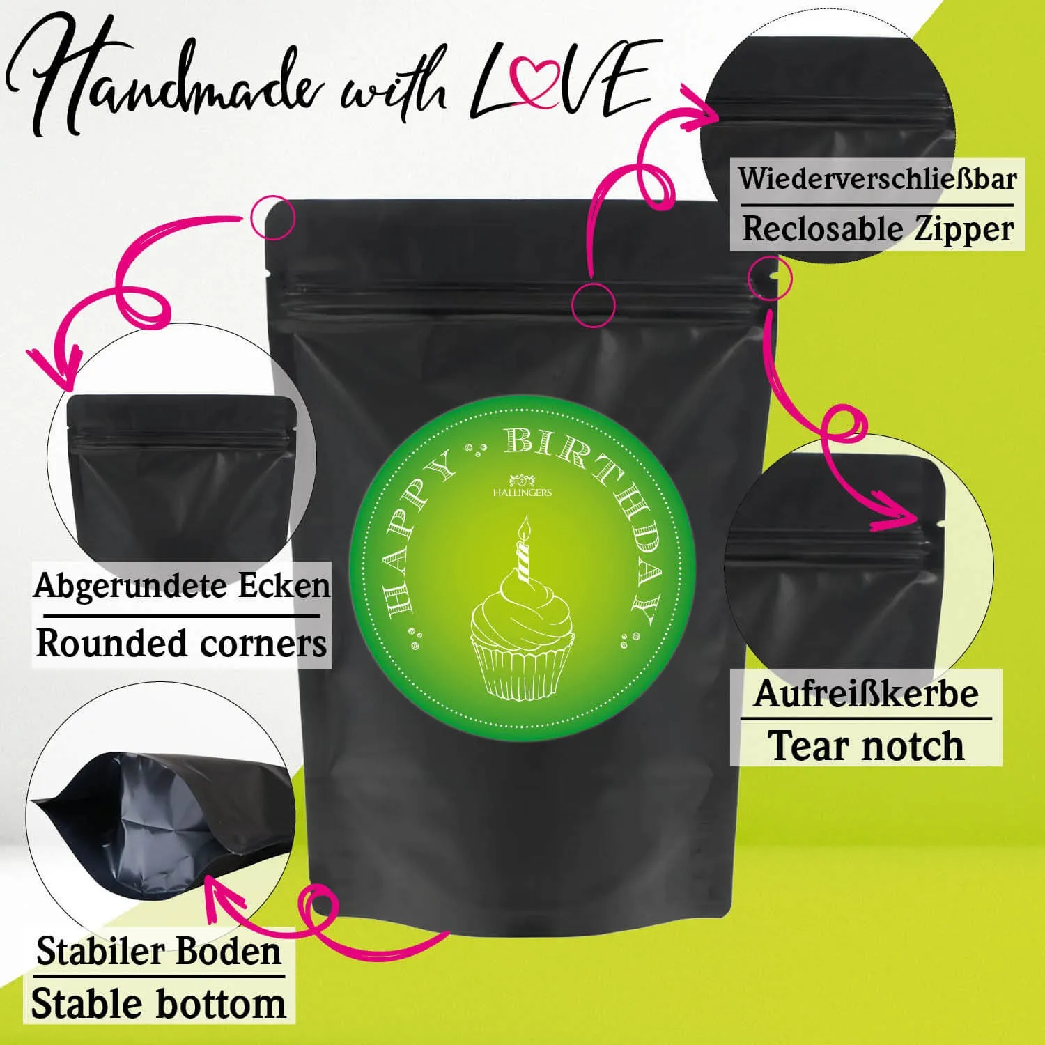 Happy Birthday green XXL (großer Geburtstagsgruß Olivenöl Essig Gewürz Schoki Bärchen & mehr) - Feinkost-Set, XXL-Wundertüte Gourmet