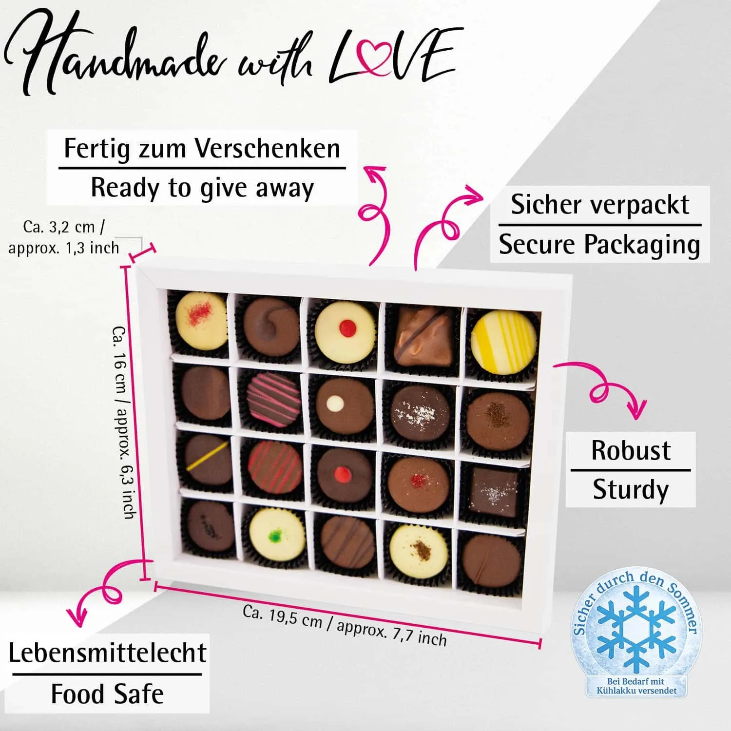 Vielen Dank XL - Pralinen, mit & ohne Alkohol