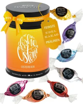 Frohe Ostern Osterei - Pralinen-Osterei, ohne Alkohol handmade