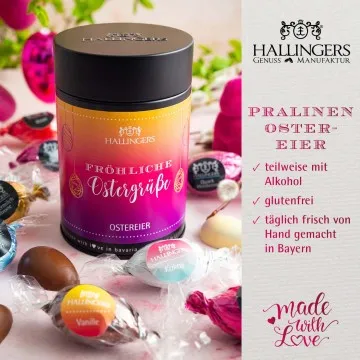 Fröhliche Ostergrüße - Pralinen-Osterei, ohne Alkohol handmade