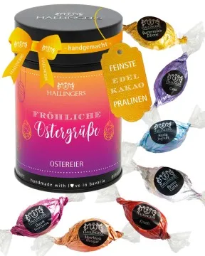 Fröhliche Ostergrüße - Pralinen-Osterei, ohne Alkohol handmade