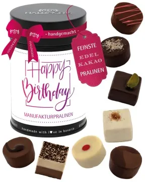 Happy Birthday Pink - Pralinen, ohne Alkohol handmade