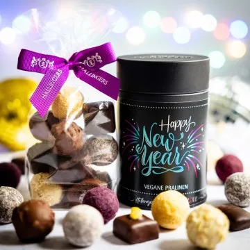 Happy New Year - vegan - Vegane Pralinen, mit & ohne Alkohol