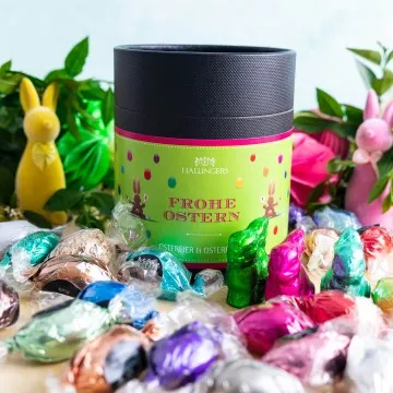 Frohe Ostern Hasenwerkstatt XXL - Pralinen-Osterei, mit & ohne Alkohol