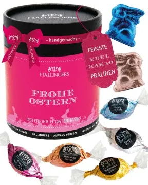 Frohe Ostern - pink XXL - Pralinen-Osterei, mit & ohne Alkohol