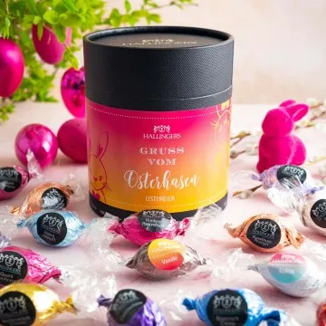 Gruß vom Osterhasen XXL - Pralinen-Osterei, ohne Alkohol handmade