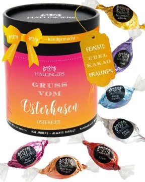 Gruß vom Osterhasen XXL - Pralinen-Osterei, ohne Alkohol handmade
