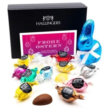 Frohe Ostern (Ostereier & Hase) - Pralinen-Osterei, mit & ohne Alkohol