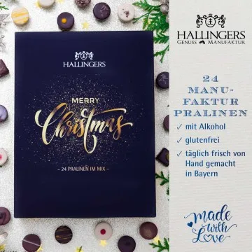 Adventskalender Golden Christmas - Pralinen, mit & ohne Alkohol