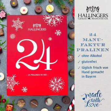 Adventskalender Frohe Weihnachten - Pralinen, ohne Alkohol handmade