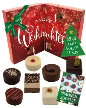 Adventskalender Frohe Weihnachten - Pralinen, ohne Alkohol handmade