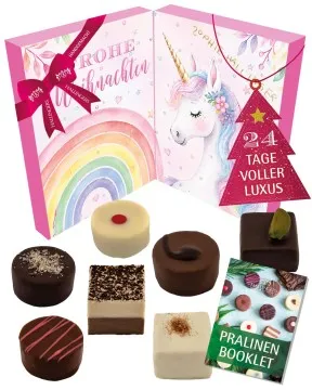Adventskalender Einhorn - Pralinen, ohne Alkohol handmade