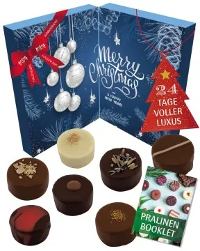 Adventskalender Blue Christmas - Pralinen, mit & ohne Alkohol