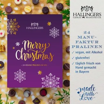 Adventskalender Frohe Weihnachten - Vegane Pralinen, mit & ohne Alkohol
