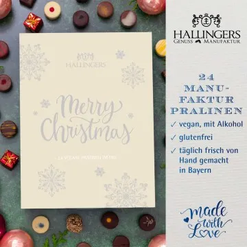 Adventskalender White Christmas - Vegane Pralinen, mit & ohne Alkohol