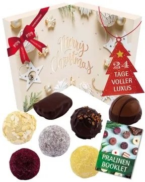 Adventskalender White Christmas - Vegane Pralinen, mit & ohne Alkohol