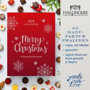 Adventskalender Sweet Christmas - Vegane Pralinen, mit & ohne Alkohol