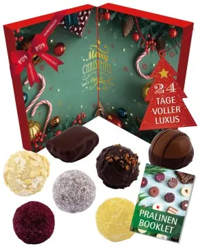 Adventskalender Sweet Christmas - Vegane Pralinen, mit & ohne Alkohol