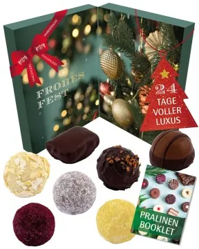 Adventskalender Weihnachtsstimmung - Vegane Pralinen, mit & ohne Alkohol