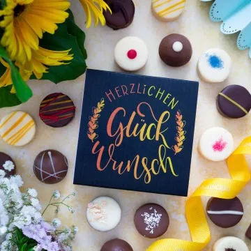 Herzlichen Glückwunsch - Pralinen, ohne Alkohol handmade